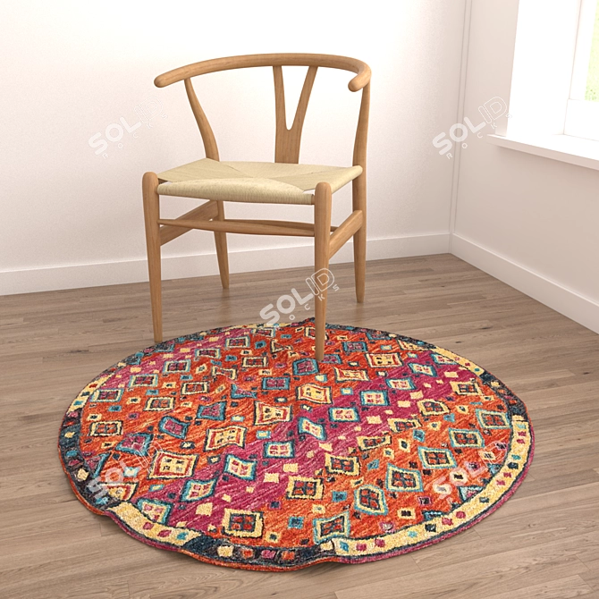 Versatile Round Rug Set: 6 Unique Designs 3D model image 4