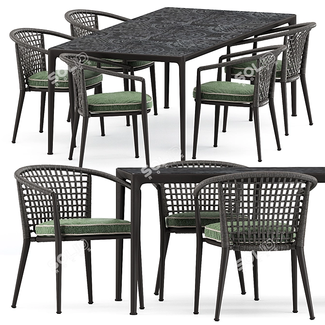 Outdoor Set: Erica 19 Chair & Mirto Table 3D model image 1