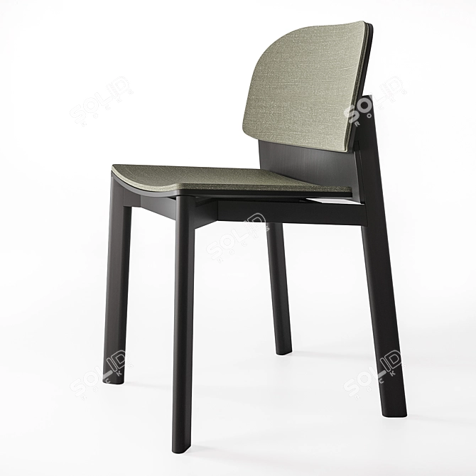 Belted Wood Accent Chair 3D model image 1