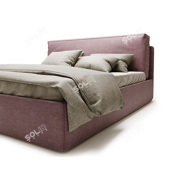 Modern Square Bed 3D model image 2