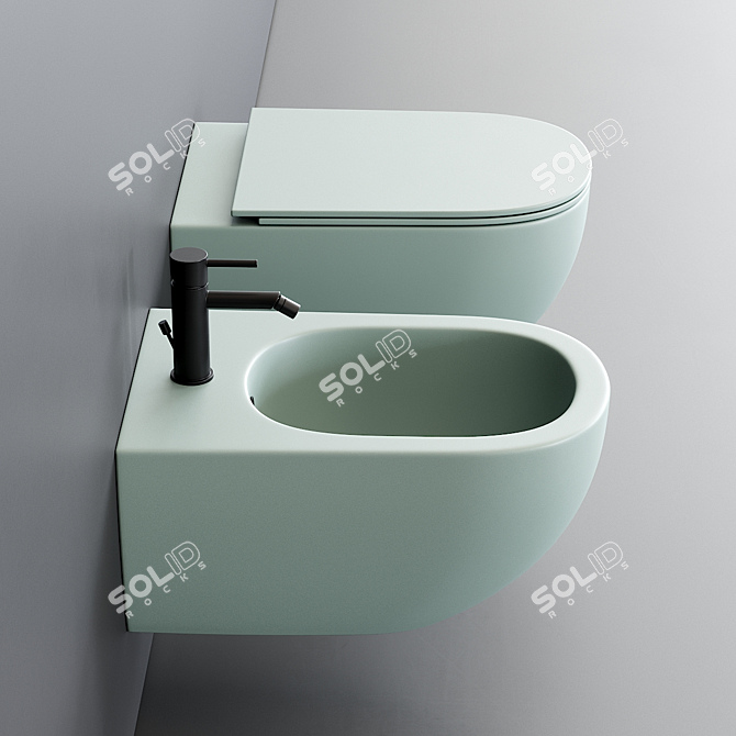 Pin Wall-Hung WC & Bidet Set 3D model image 2