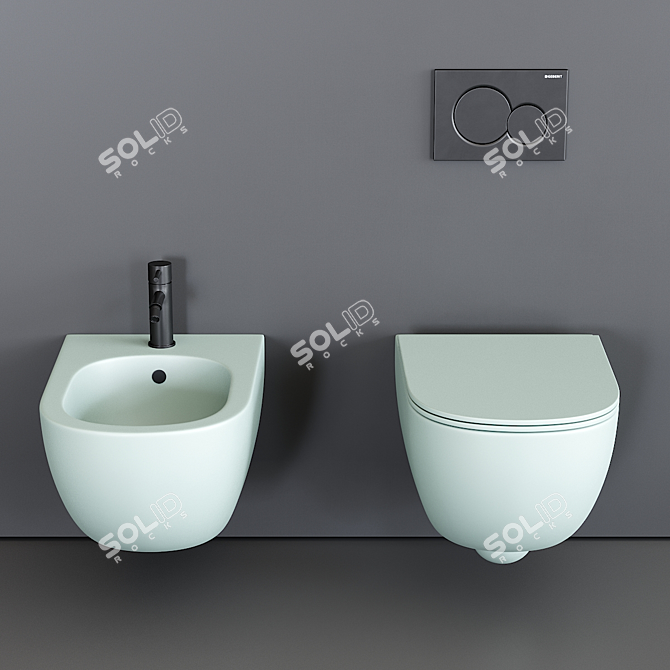 Pin Wall-Hung WC & Bidet Set 3D model image 3