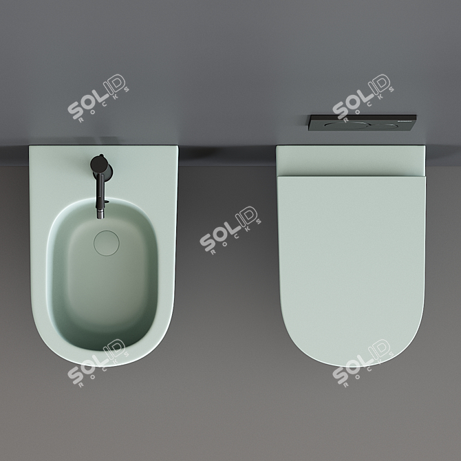 Pin Wall-Hung WC & Bidet Set 3D model image 4