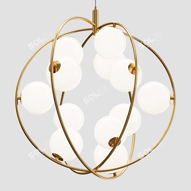 Spherical Glass Chandelier with Metal Frame 3D model image 1