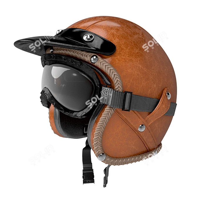 Handcrafted Leather Motorcycle Helmet 3D model image 1