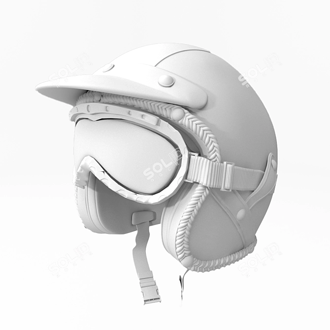 Handcrafted Leather Motorcycle Helmet 3D model image 2
