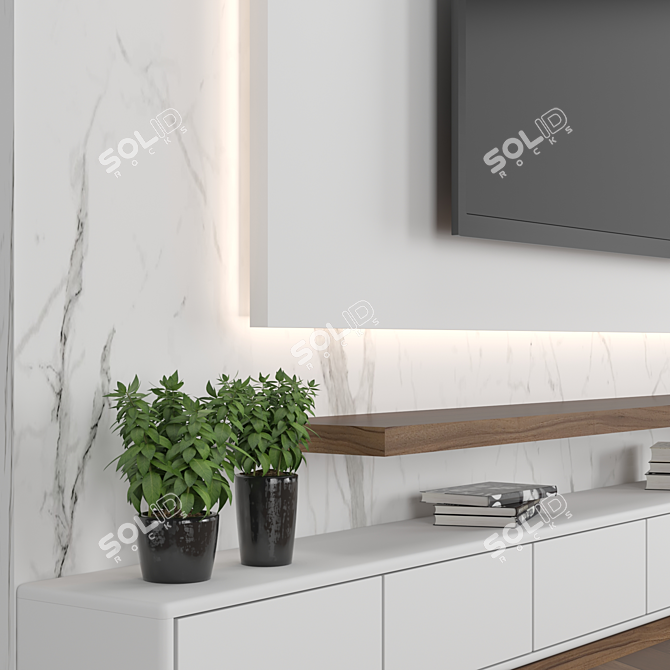 Modular TV Wall: Stylish and Customizable! 3D model image 2