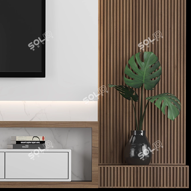 Modular TV Wall: Stylish and Customizable! 3D model image 3