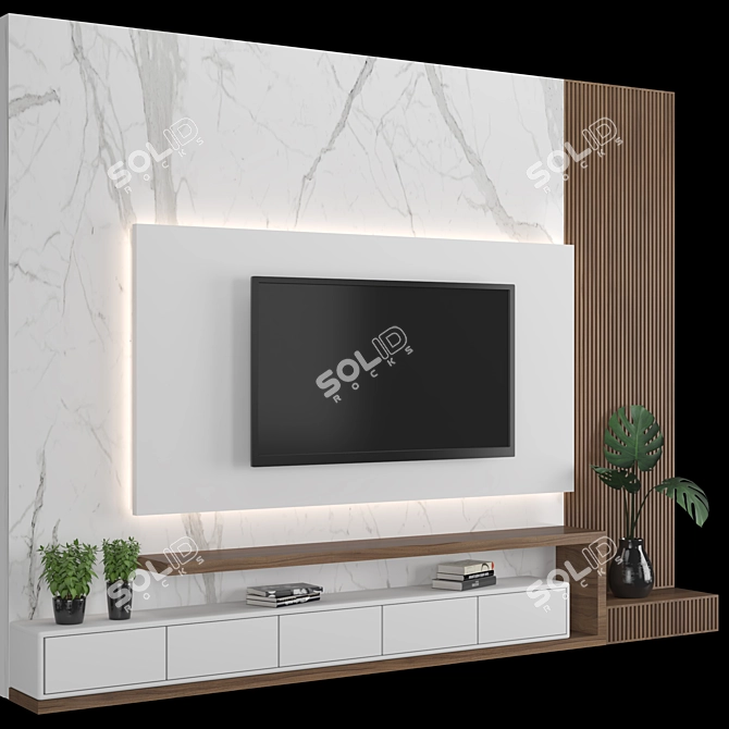 Modular TV Wall: Stylish and Customizable! 3D model image 4