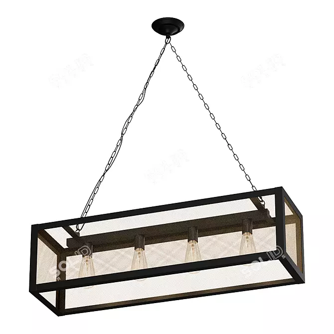 Industrial Mesh Island Chandelier 3D model image 1