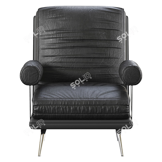 Modern Black Armchair: Sleek Design, 2015 Version 3D model image 2