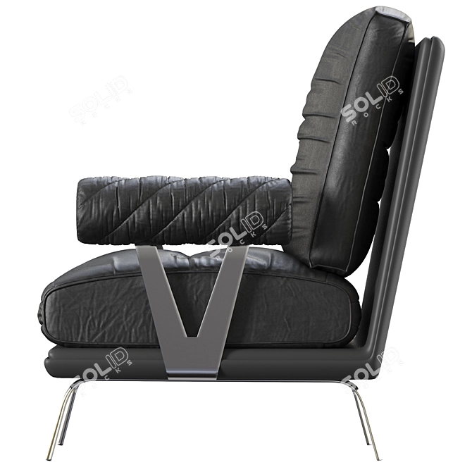 Modern Black Armchair: Sleek Design, 2015 Version 3D model image 4