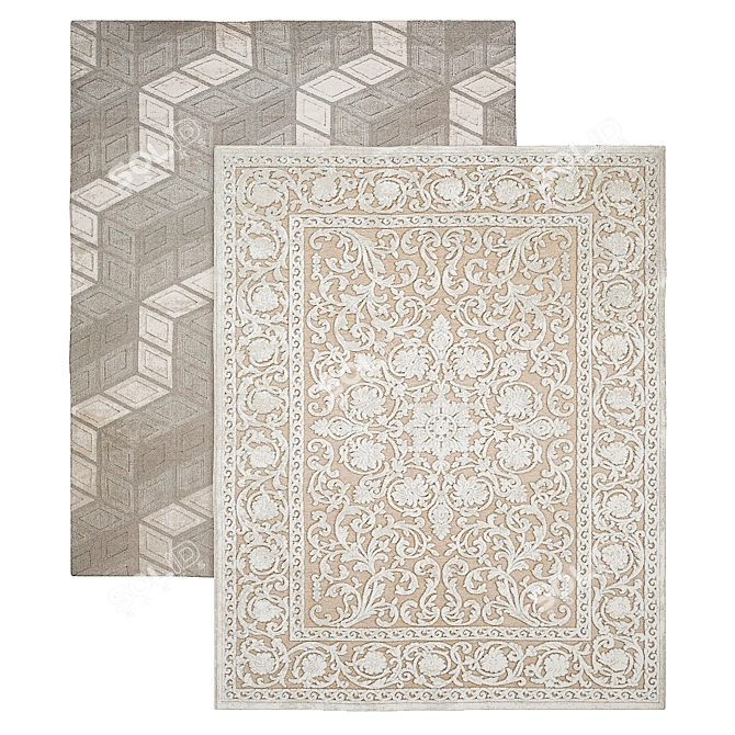 Elegant Genova Rug: 1500x1200mm 3D model image 1