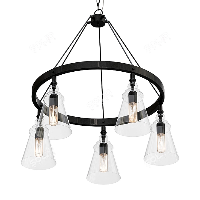 Rustic Charm: Clarkson 5-Light Chandelier 3D model image 1