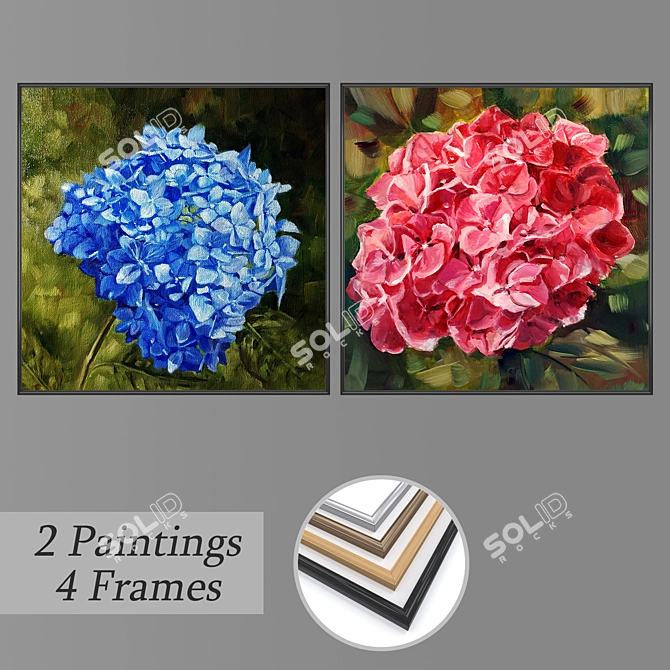 Diverse Wall Art Set with Frames 3D model image 1