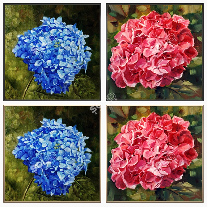 Diverse Wall Art Set with Frames 3D model image 2