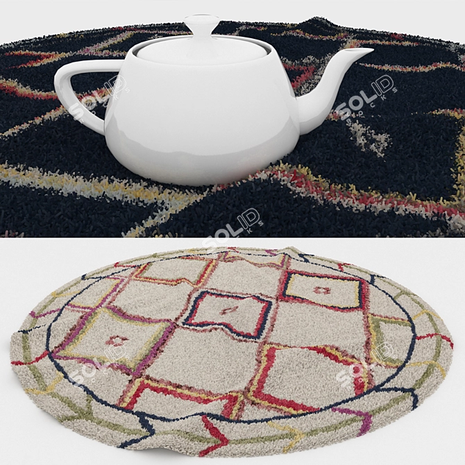 Round Carpet Set 27: Variety of Textures for Close and Wide Shots 3D model image 3