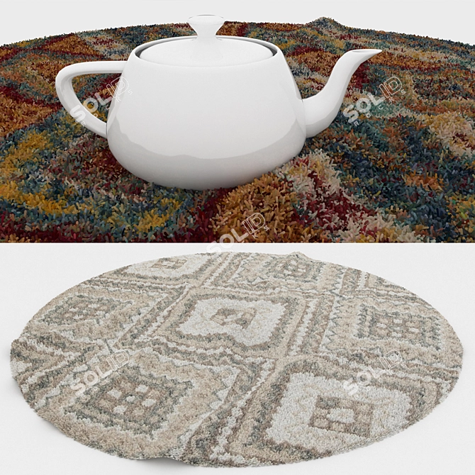 Round Carpet Set - Versatile 6-Piece Collection with Varying Textures 3D model image 3