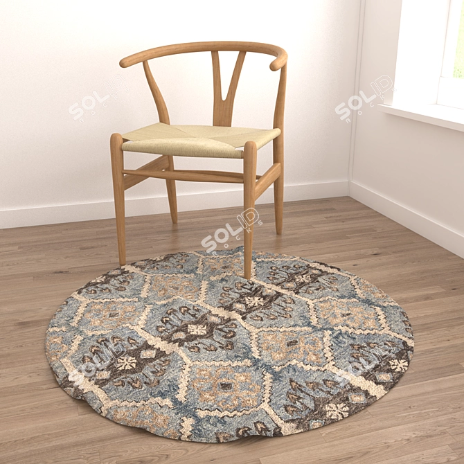 Round Carpet Set - Versatile 6-Piece Collection with Varying Textures 3D model image 4