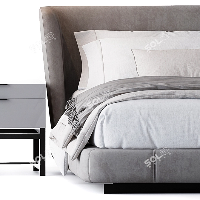 Elegant Creed Bed & Harvey Nightstand: Minotti 3D model image 3