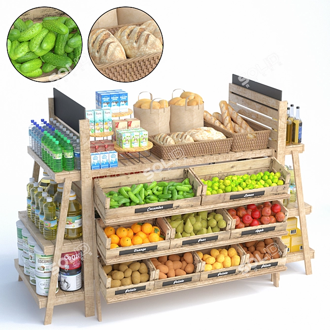 High-Quality Grocery Store Display 3D model image 1