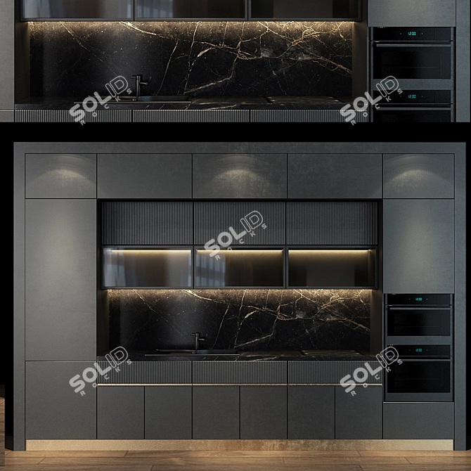 Sleek & Stylish Kitchen Set 3D model image 1