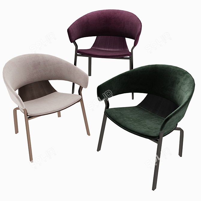 Elevate Velvet Lounger 3D model image 1