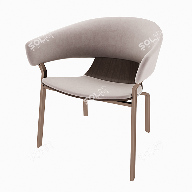 Elevate Velvet Lounger 3D model image 2