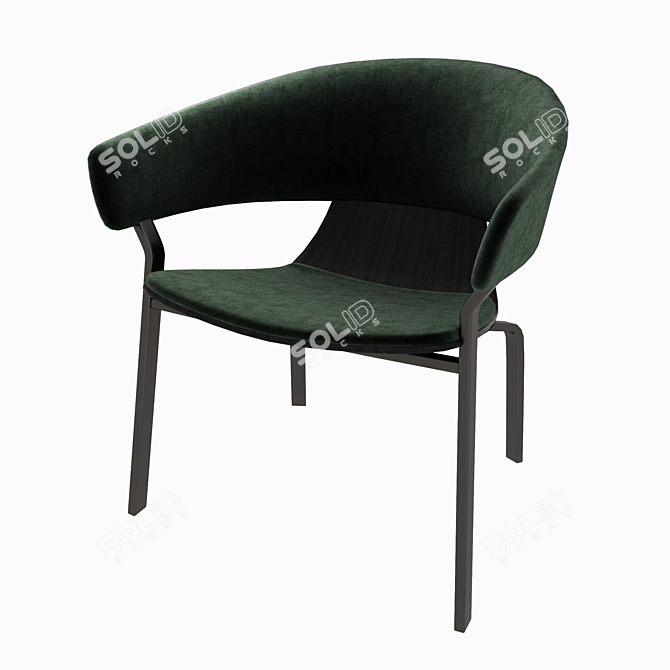 Elevate Velvet Lounger 3D model image 4