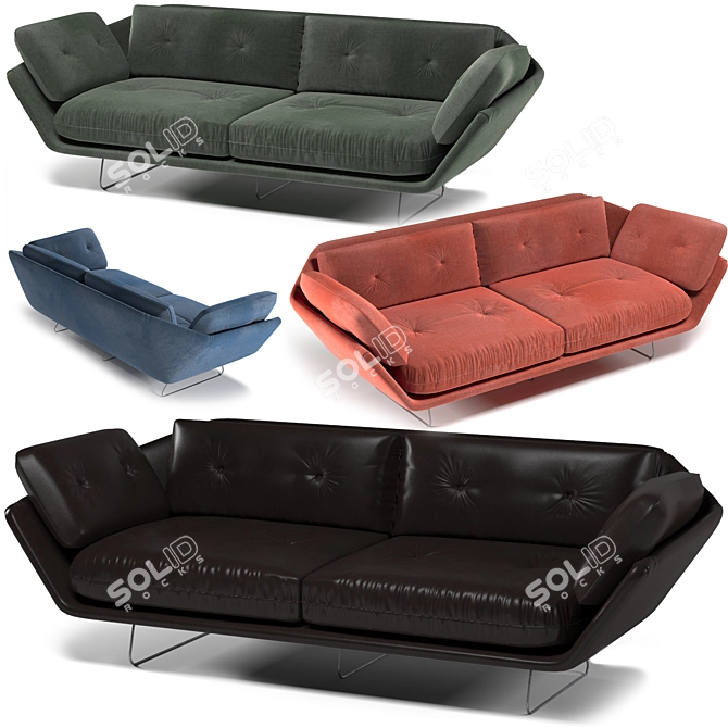Sleek Saba Sofa: Luxury for Home and Office 3D model image 1