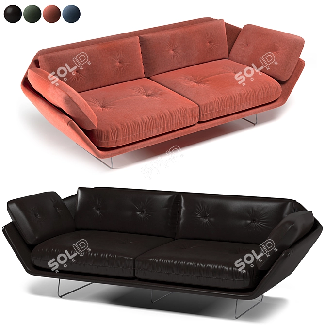 Sleek Saba Sofa: Luxury for Home and Office 3D model image 9