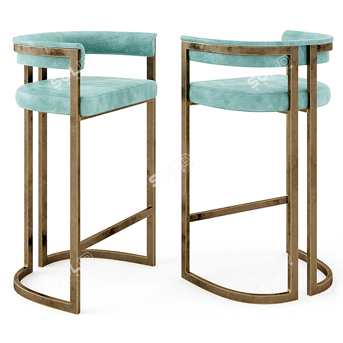 Bronzed Agate Leather Barstool 3D model image 1