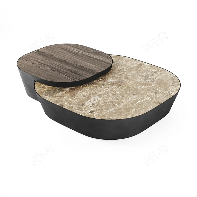 AUREA Coffee Table: Stylish Wood and Metal Design 3D model image 2