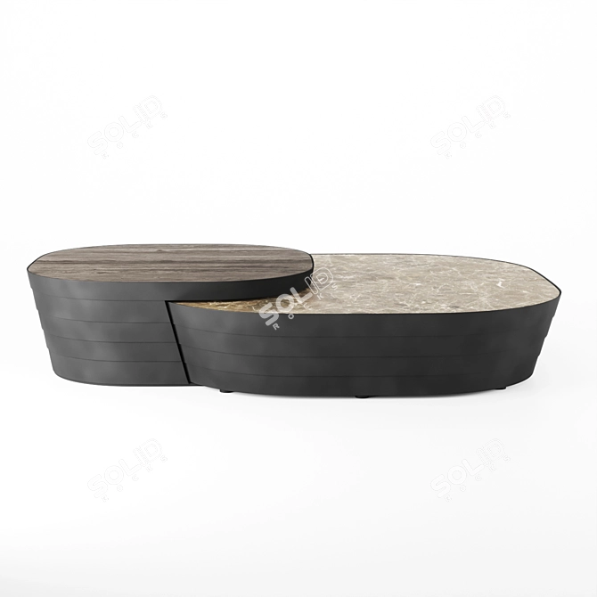 AUREA Coffee Table: Stylish Wood and Metal Design 3D model image 3