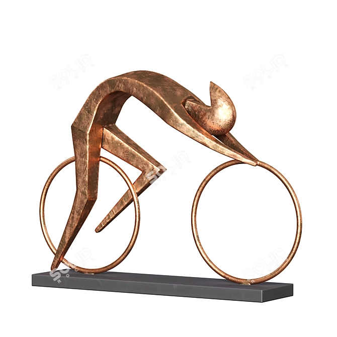 Vintage Polystone Bicycler Sculpture 3D model image 1