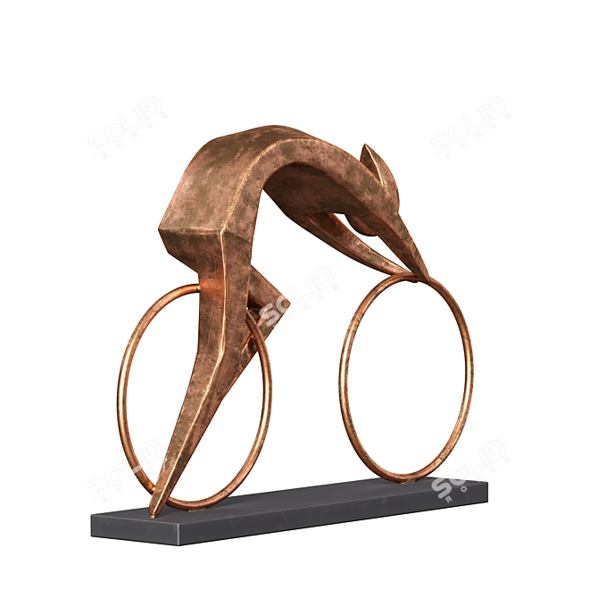 Vintage Polystone Bicycler Sculpture 3D model image 3