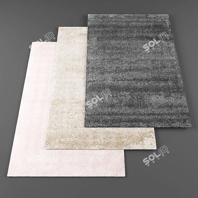 Stylish Set of 5 Rugs 3D model image 1