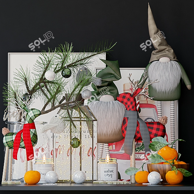 Festive Christmas Gnomes & Decor 3D model image 1