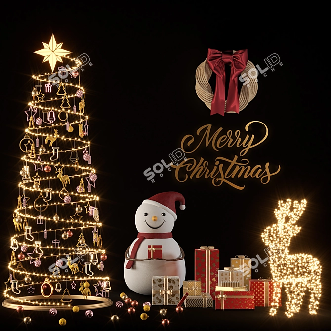 Festive Christmas Decor Set 3D model image 2