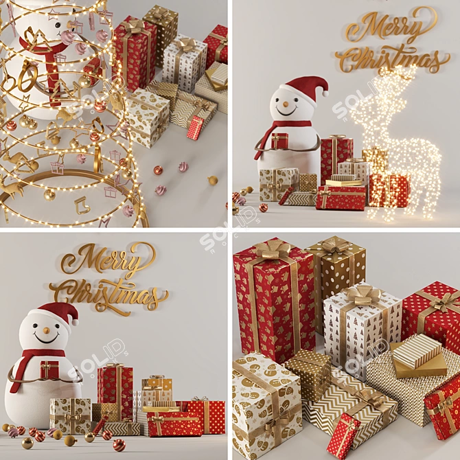 Festive Christmas Decor Set 3D model image 3