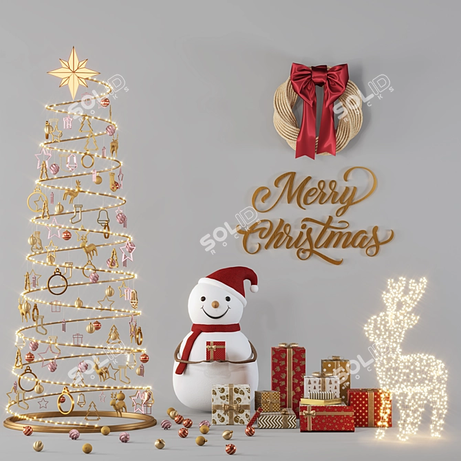 Festive Christmas Decor Set 3D model image 7