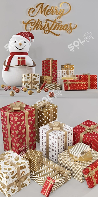 Festive Christmas Decor Set 3D model image 8