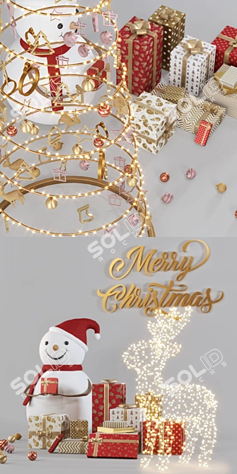 Festive Christmas Decor Set 3D model image 9