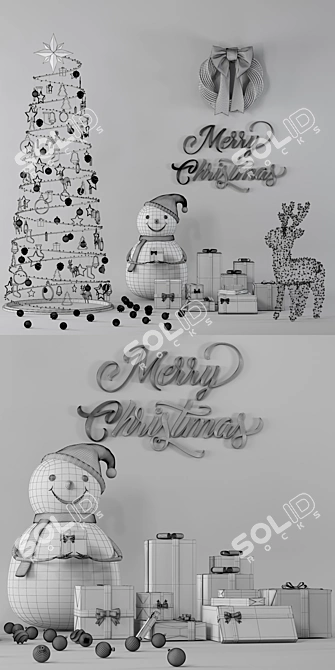 Festive Christmas Decor Set 3D model image 10