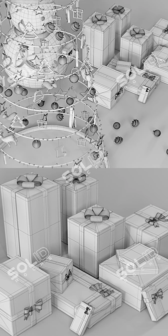 Festive Christmas Decor Set 3D model image 11