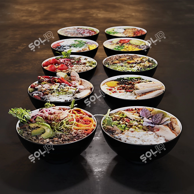 Delicious Bowl Buffet Set 3D model image 2