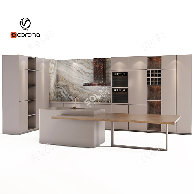 Cozy Kitchen Set 03 3D model image 1