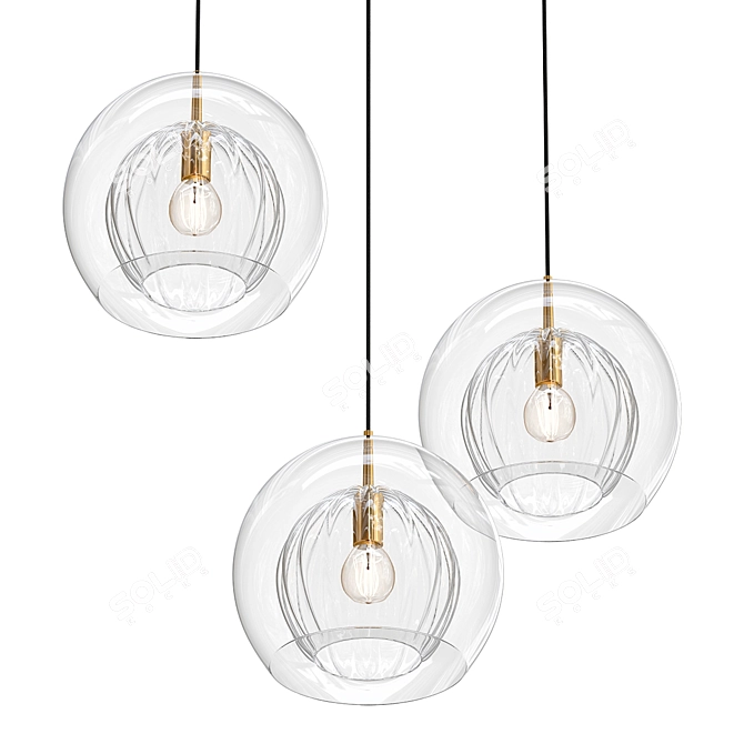 Lyse: Double Glass Pendant Light 3D model image 1