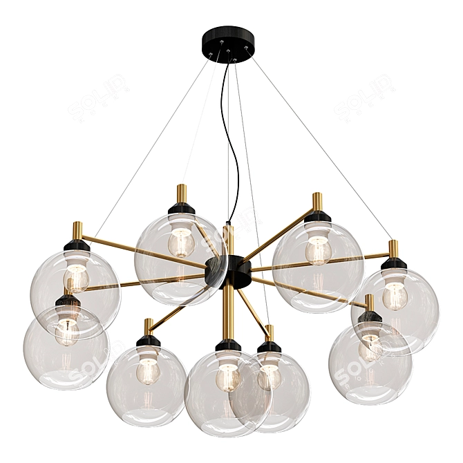 Elegant Glass Pendant Chandelier 3D model image 1