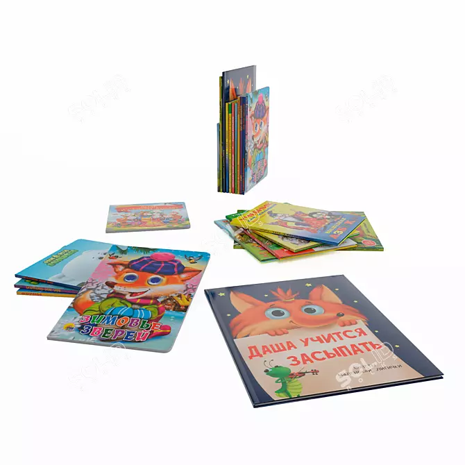 Children's Book Collection: 11 Original-sized Books with Smoothing Modifier 3D model image 1